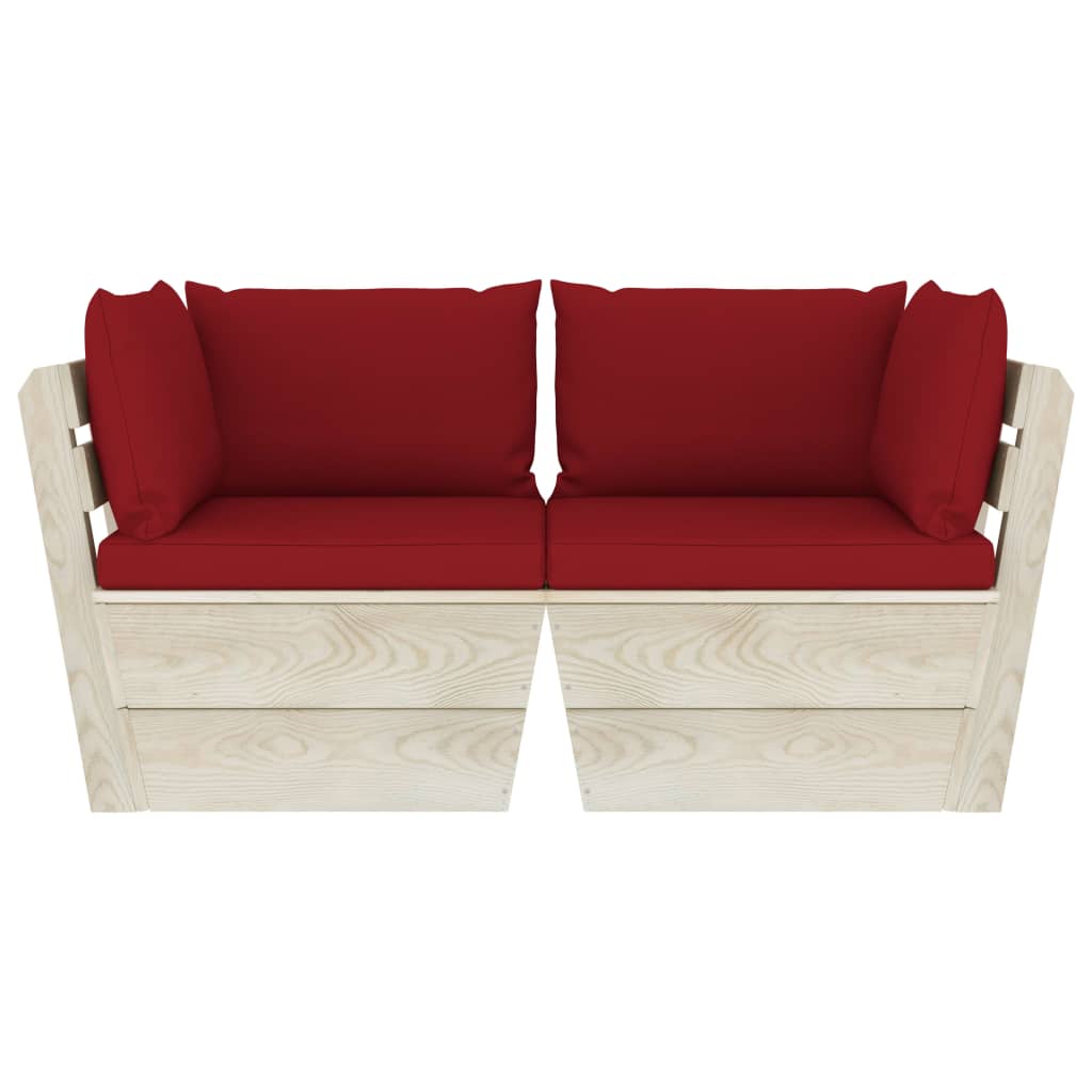 Divano da Giardino a 2 Posti su Pallet con Cuscini Legno Abete - homemem39