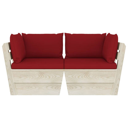 Divano da Giardino a 2 Posti su Pallet con Cuscini Legno Abete - homemem39