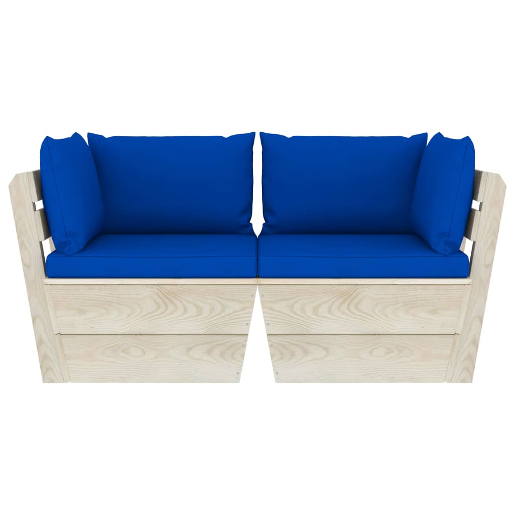 Divano da Giardino a 2 Posti su Pallet con Cuscini Legno Abete - homemem39