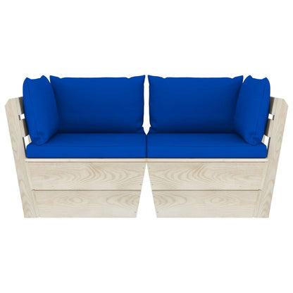 Divano da Giardino a 2 Posti su Pallet con Cuscini Legno Abete - homemem39