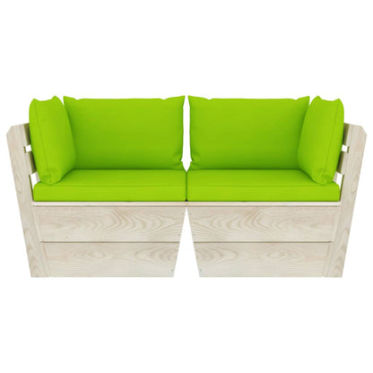 Divano da Giardino a 2 Posti su Pallet con Cuscini Legno Abete - homemem39