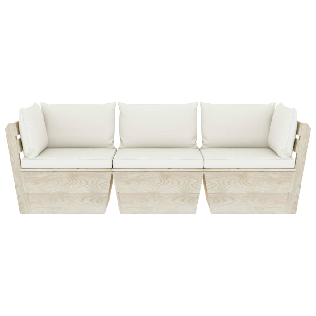 Divano da Giardino a 3 Posti su Pallet con Cuscini Legno Abete