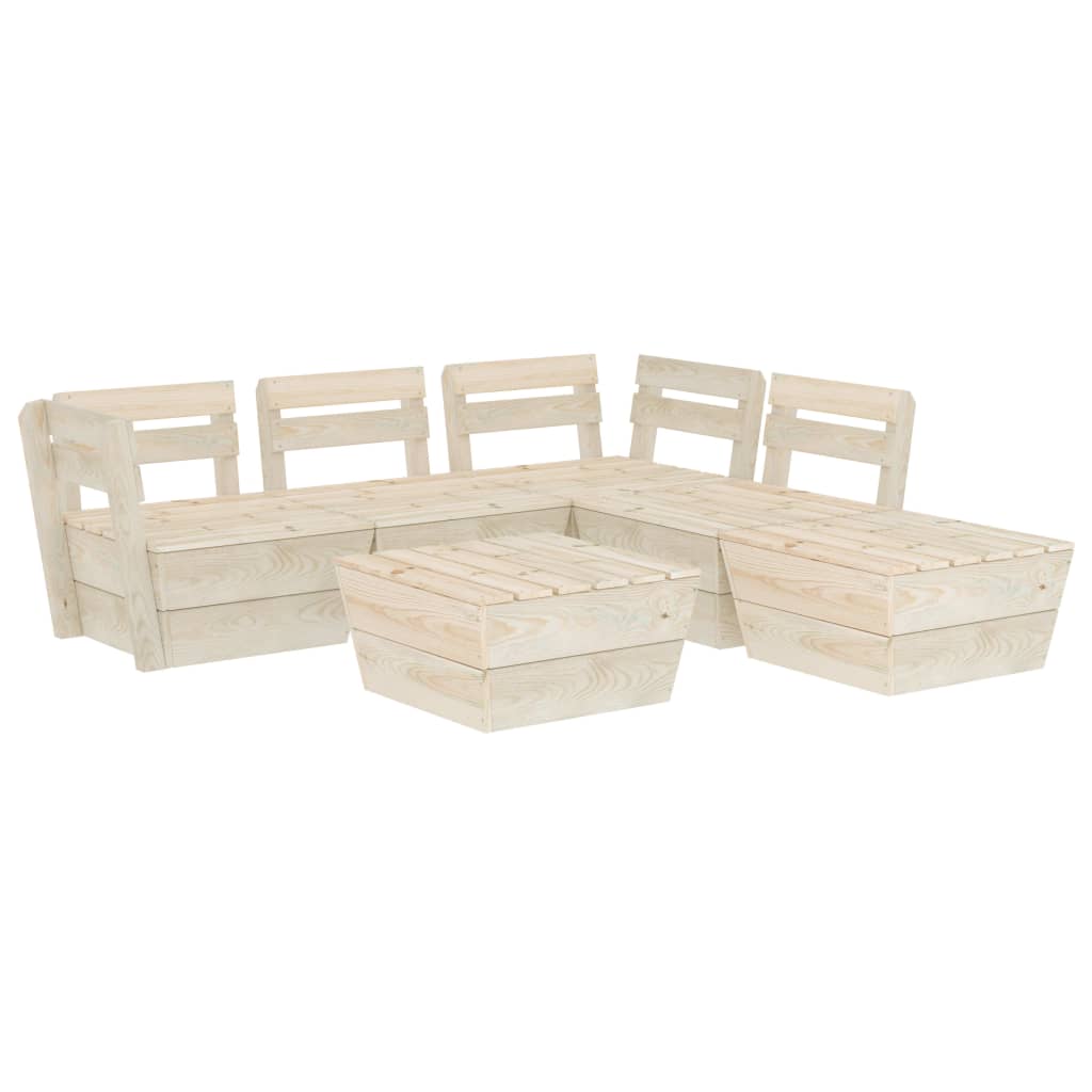 Set Divani da Giardino su Pallet 6 pz in Legno Abete Impregnato - homemem39
