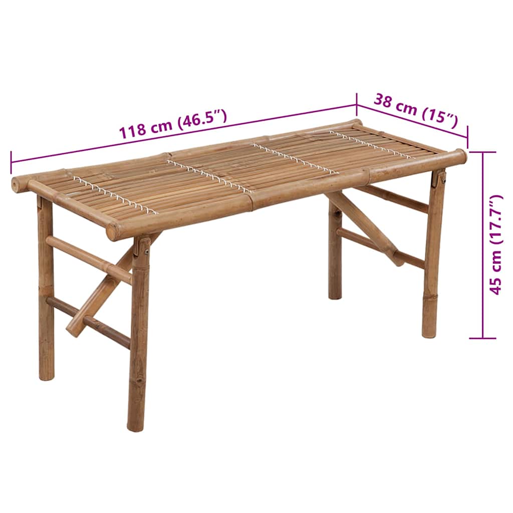 Panca da Giardino Pieghevole con Cuscino 118 cm in Bambù | homemem39