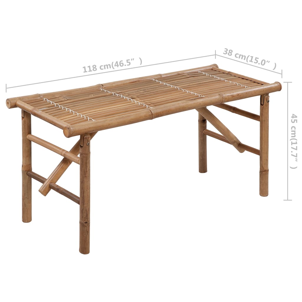 Panca da Giardino Pieghevole con Cuscino 118 cm in Bambù | homemem39