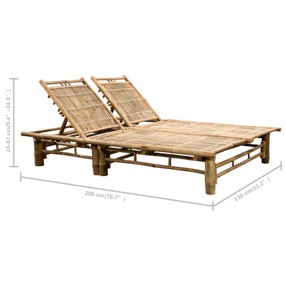 Double Sun Lounger with Bamboo Cushions