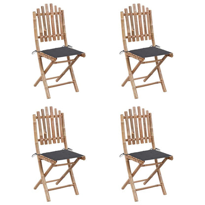 Set da Pranzo da Giardino 5 pz Pieghevole con Cuscini in Bambù