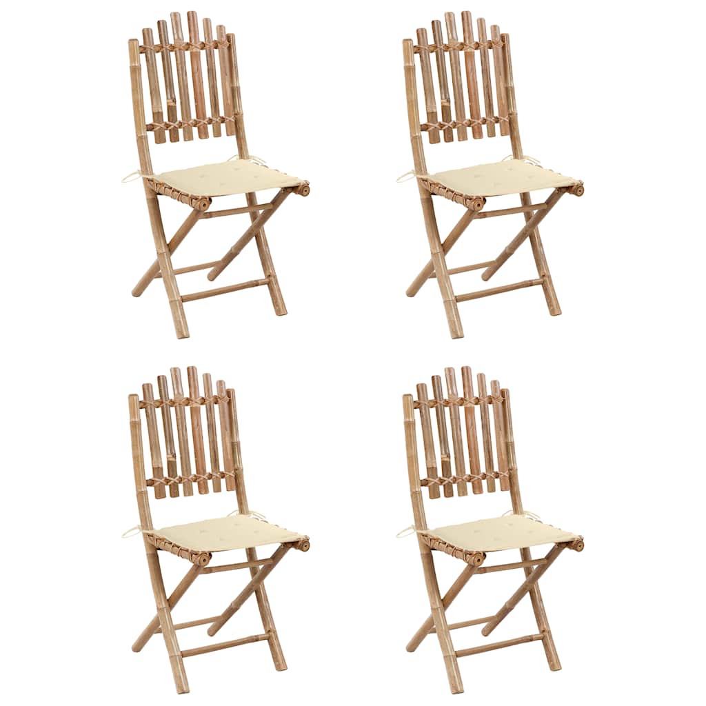 Set da Pranzo da Giardino 5 pz Pieghevole con Cuscini in Bambù | homemem39
