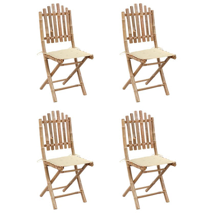 Set da Pranzo da Giardino 5 pz Pieghevole con Cuscini in Bambù | homemem39