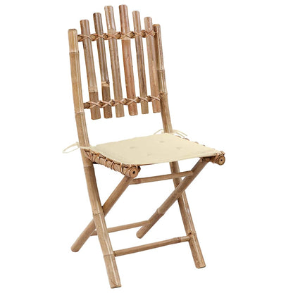 Set da Pranzo da Giardino 5 pz Pieghevole con Cuscini in Bambù | homemem39