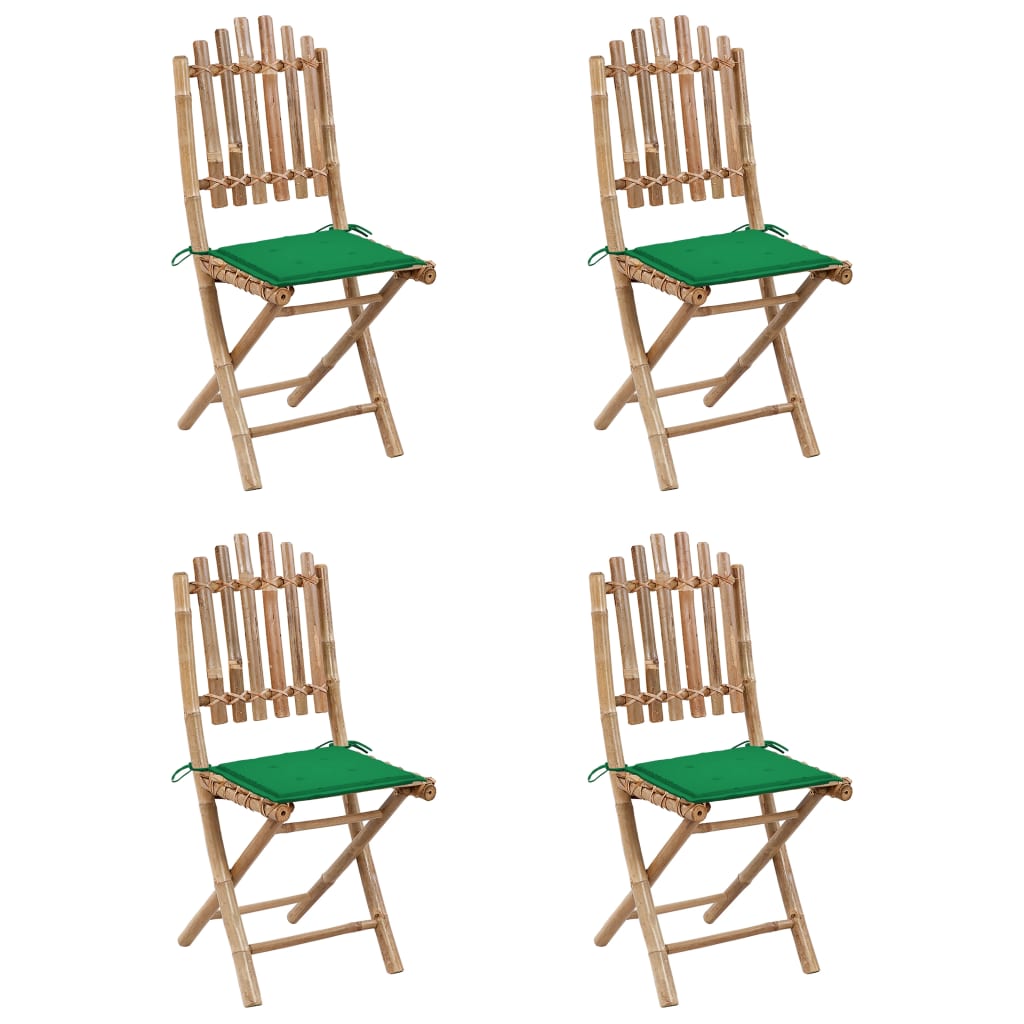 Set da Pranzo da Giardino 5 pz Pieghevole con Cuscini in Bambù | homemem39