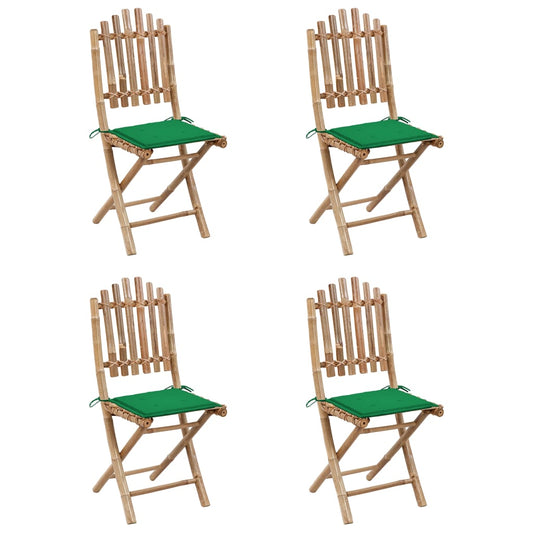 Set da Pranzo da Giardino 5 pz Pieghevole con Cuscini in Bambù | homemem39