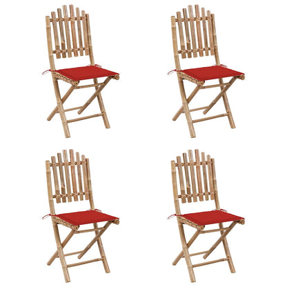 Set da Pranzo da Giardino 5 pz Pieghevole con Cuscini in Bambù