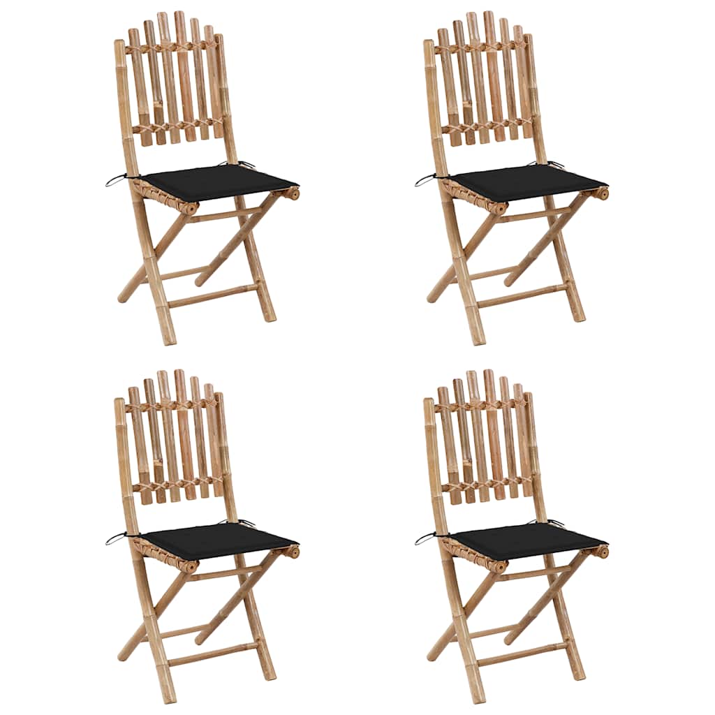 Set da Pranzo da Giardino 5 pz Pieghevole con Cuscini in Bambù