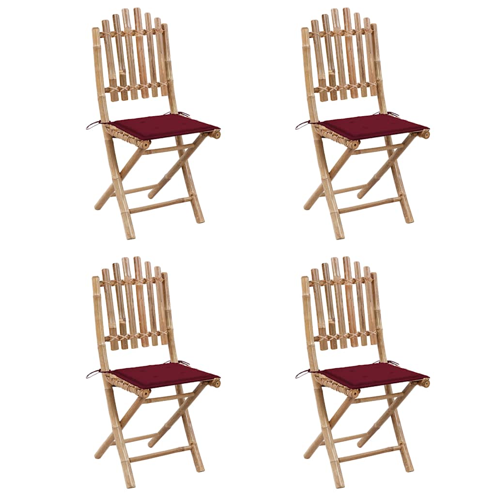 Set da Pranzo da Giardino 5 pz Pieghevole con Cuscini in Bambù | homemem39