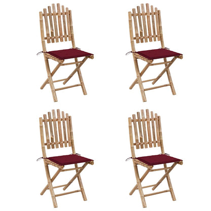 Set da Pranzo da Giardino 5 pz Pieghevole con Cuscini in Bambù | homemem39