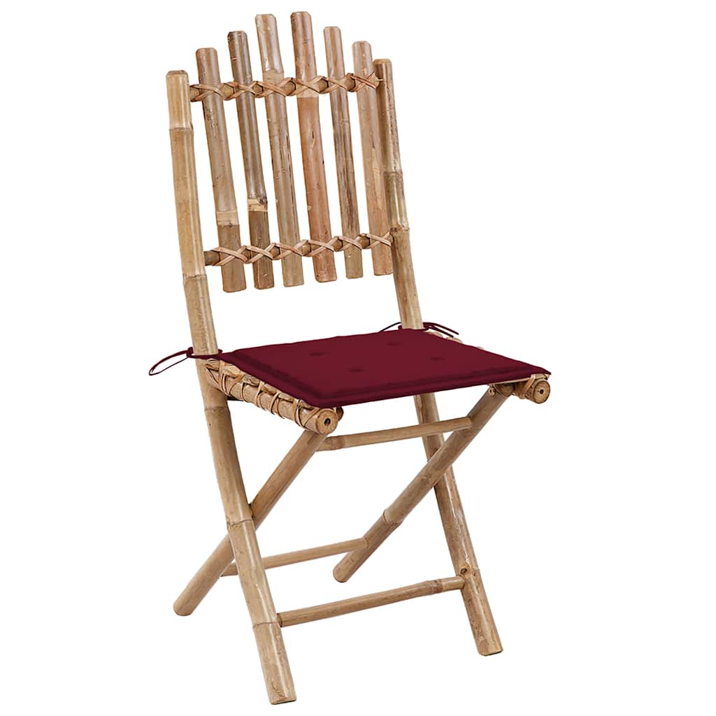 Set da Pranzo da Giardino 5 pz Pieghevole con Cuscini in Bambù | homemem39