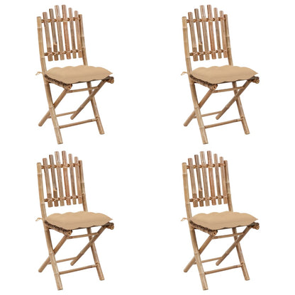 Set da Pranzo da Giardino 5 pz Pieghevole con Cuscini in Bambù | homemem39