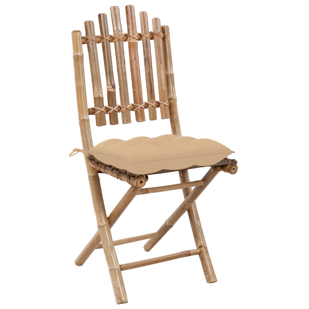 Set da Pranzo da Giardino 5 pz Pieghevole con Cuscini in Bambù | homemem39