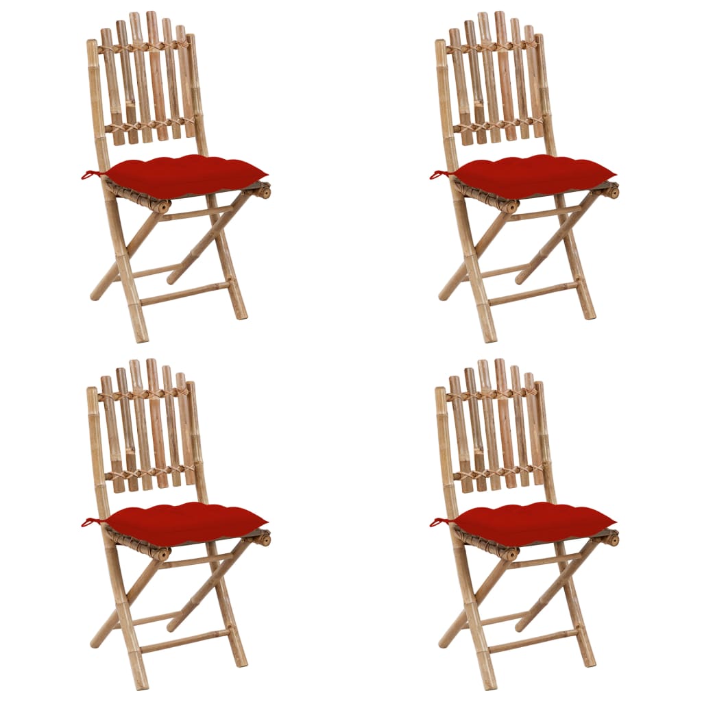 Set da Pranzo da Giardino 5 pz Pieghevole con Cuscini in Bambù | homemem39