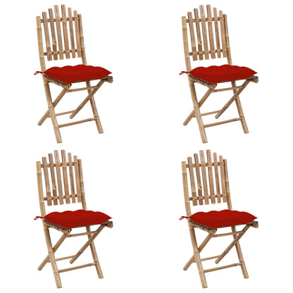 Set da Pranzo da Giardino 5 pz Pieghevole con Cuscini in Bambù | homemem39