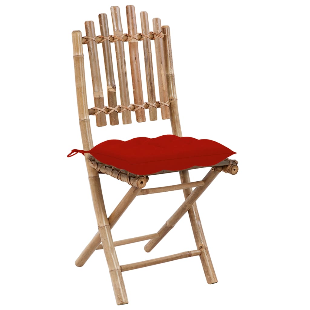 Set da Pranzo da Giardino 5 pz Pieghevole con Cuscini in Bambù | homemem39