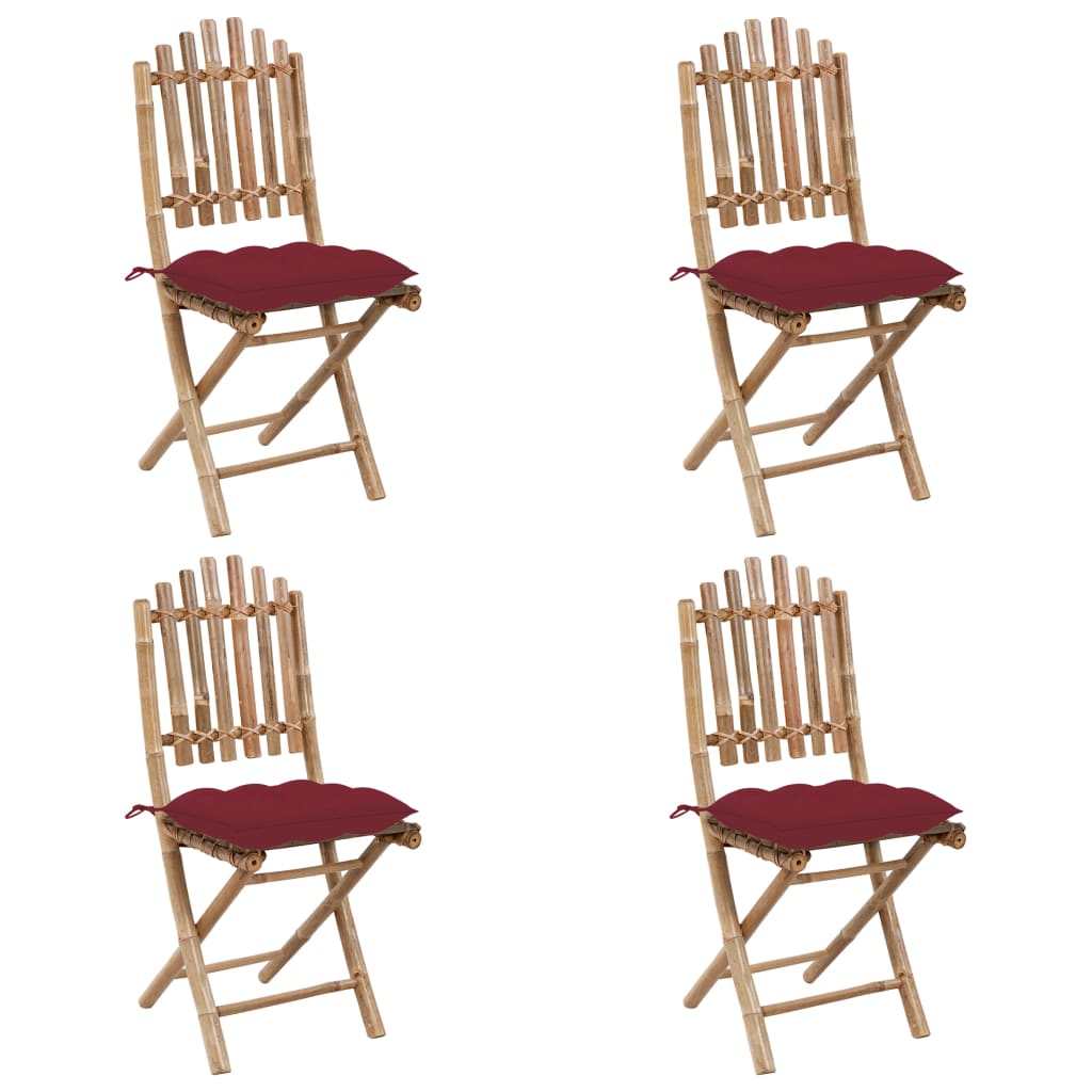Set da Pranzo da Giardino 5 pz Pieghevole con Cuscini in Bambù | homemem39