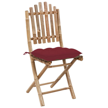 Set da Pranzo da Giardino 5 pz Pieghevole con Cuscini in Bambù | homemem39