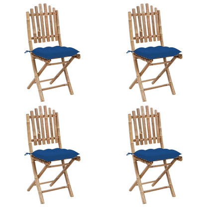 Set da Pranzo da Giardino 5 pz Pieghevole con Cuscini in Bambù | homemem39