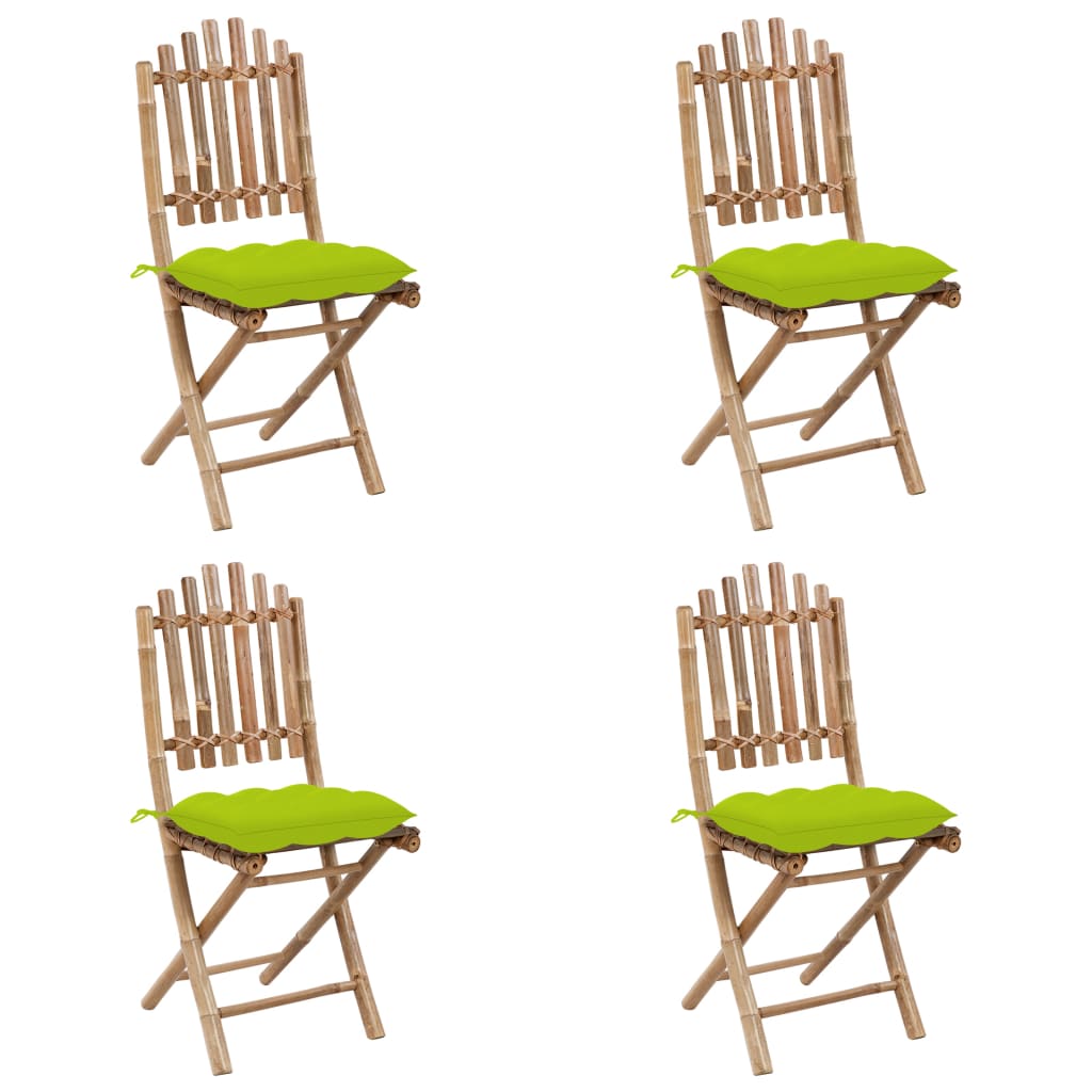 Set da Pranzo da Giardino 5 pz Pieghevole con Cuscini in Bambù - homemem39