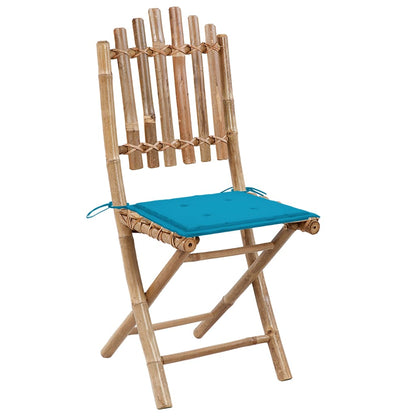 Folding Garden Chairs 2 pcs with Bamboo Cushions