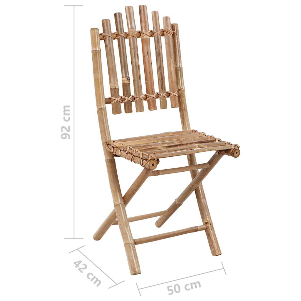 Folding Garden Chairs 2 pcs with Bamboo Cushions