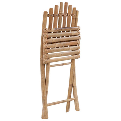 Folding Garden Chairs 2 pcs with Bamboo Cushions