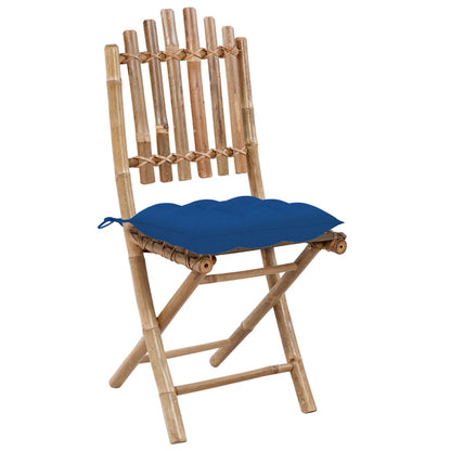 Folding Garden Chairs 2 pcs with Bamboo Cushions