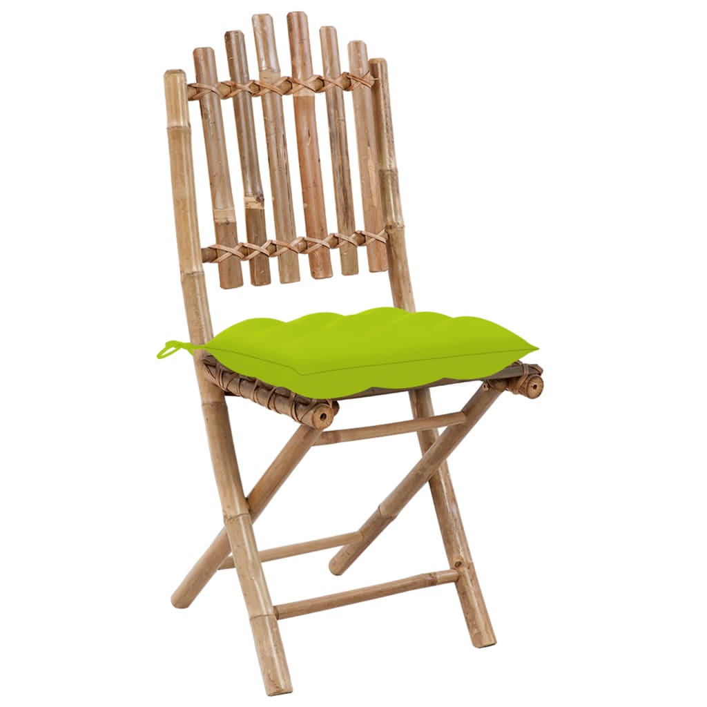 Folding Garden Chairs 2 pcs with Bamboo Cushions