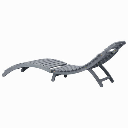 Sun lounger with cushion in solid acacia wood