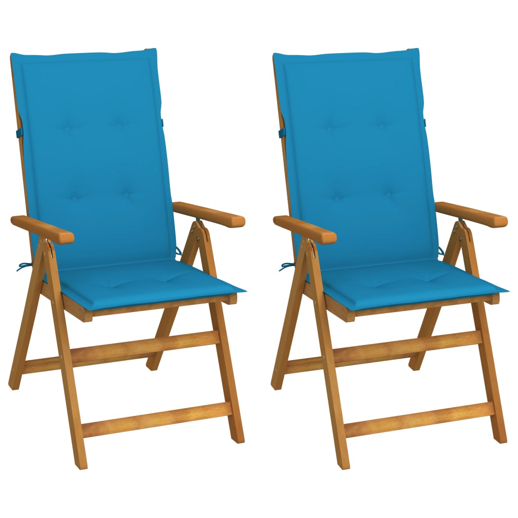 Reclining Garden Chairs 2 pcs with Solid Acacia Cushions