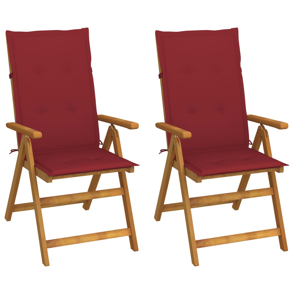 Reclining Garden Chairs 2 pcs with Solid Acacia Cushions