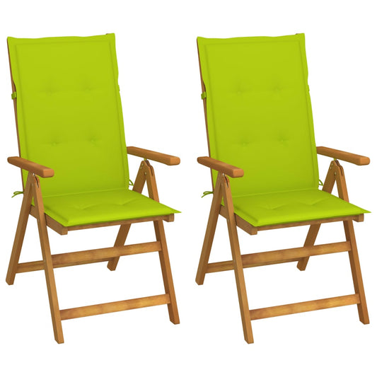 Reclining Garden Chairs 2 pcs with Solid Acacia Cushions