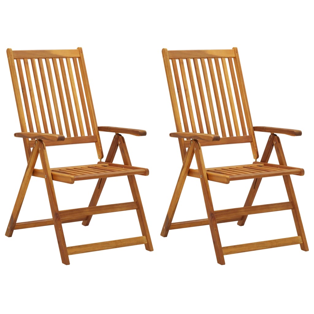 Reclining Garden Chairs 2 pcs with Solid Acacia Cushions