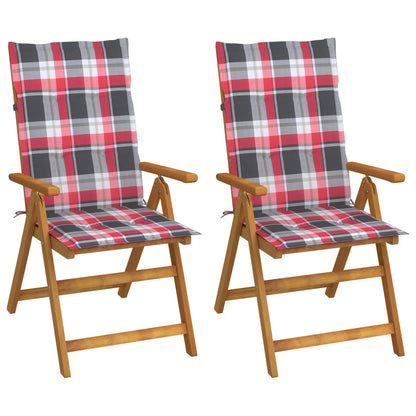 Reclining Garden Chairs 2 pcs with Solid Acacia Cushions