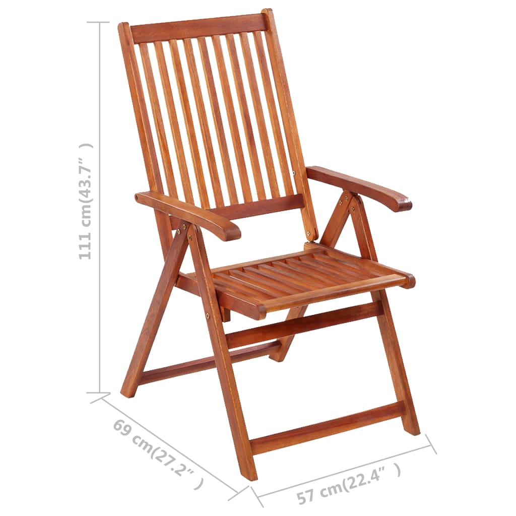 Folding Garden Chairs 3 pcs with Solid Acacia Cushions