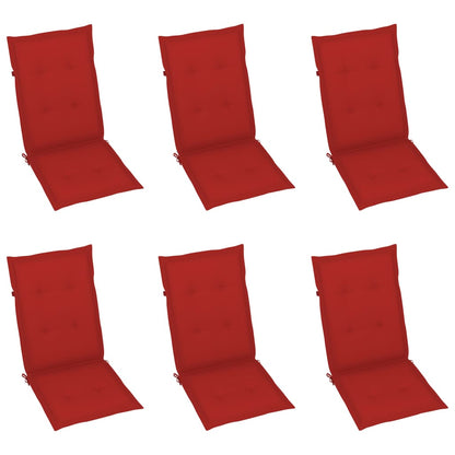 Folding Garden Chairs 6 pcs with Solid Acacia Cushions