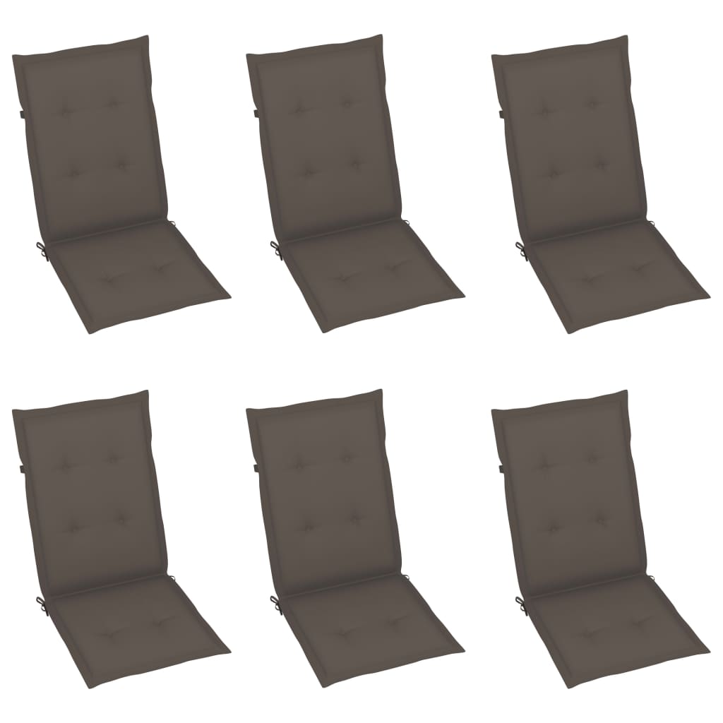 Folding Garden Chairs 6 pcs with Solid Acacia Cushions