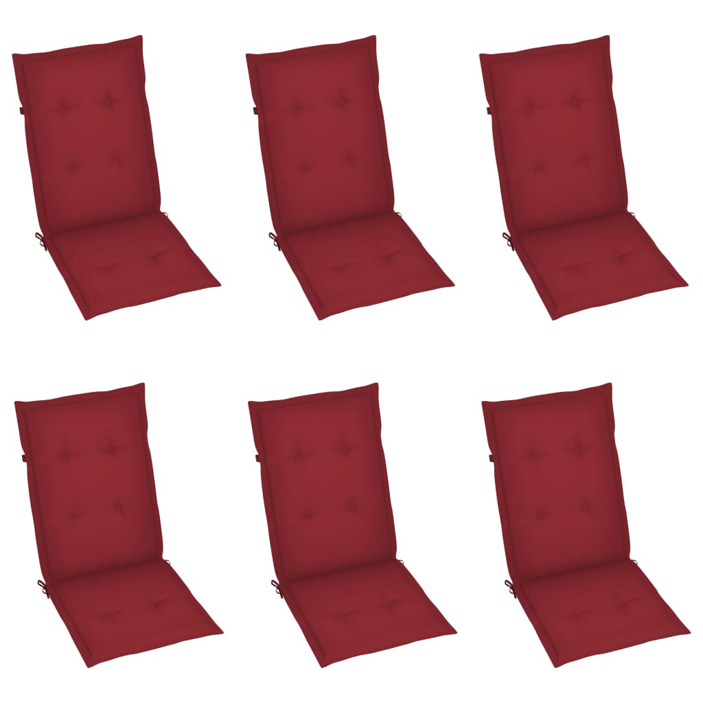 Folding Garden Chairs 6 pcs with Solid Acacia Cushions