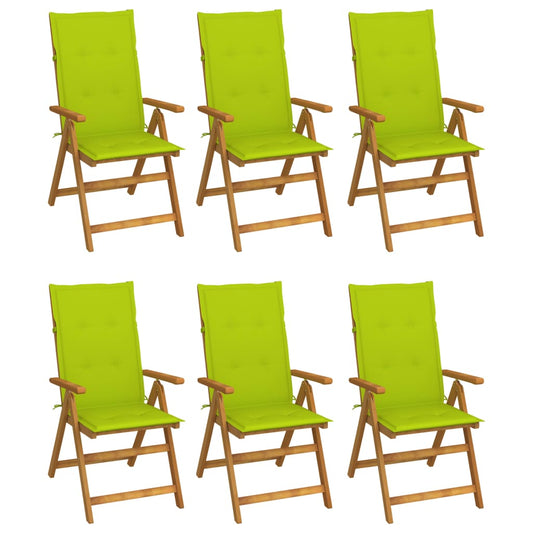 Folding Garden Chairs 6 pcs with Solid Acacia Cushions