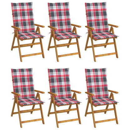 Folding Garden Chairs 6 pcs with Solid Acacia Cushions