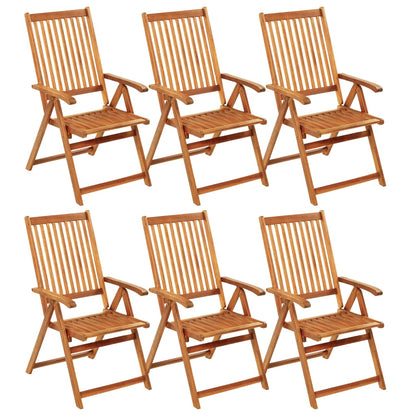 Folding Garden Chairs 6 pcs with Solid Acacia Cushions