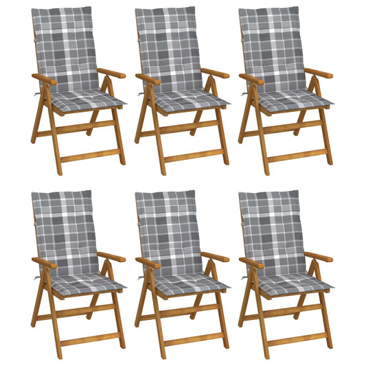 Folding Garden Chairs 6 pcs with Solid Acacia Cushions