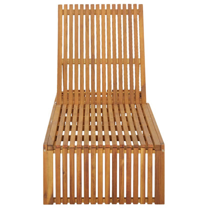 Sun lounger with cushion in solid acacia wood